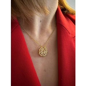 Açılan Yonca Gold Çelik Kolye