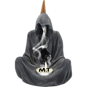 MVT TASARIM Reaper Geri Akışlı Şelale Tütsülük - Büyük Boy Tütsülük ve Mumluk - Taş - Gümüş Eskitme - Efsane
