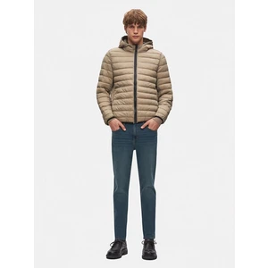 Kapüşonlu Düz Yeşil Mont