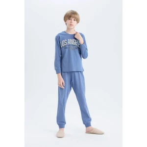 Erkek Çocuk Pijama Takımı Baskılı Uzun Kollu Üst Esnek Belli Uzun Alt D9966A825SP