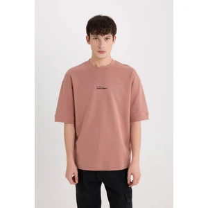 Loose Fit Bisiklet Yaka Baskılı Ağır Kumaş Tişört D8462AX25SP