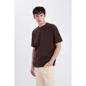%100 Pamuk Boxy Fit Bisiklet Yaka Basic Düz Kısa Kollu Tişört D6070AX25SP