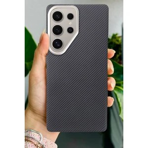 M.tk moveteck Samsung Galaxy S25 Ultra Uyumlu Kılıf Aramid Fiber Karbon Görünümlü Ultra 0,5mm Ince Desenli Kapak