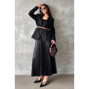 Siyah Pileli Kadın Etek MG2318