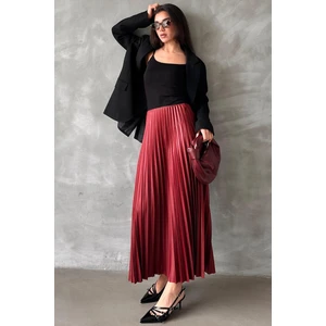 Bordo Pileli Kadın Etek MG2318