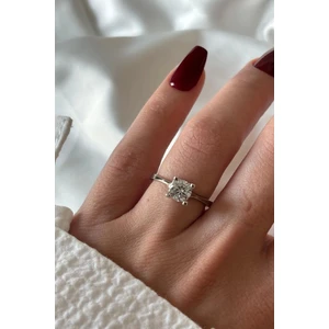 Premium Seri Klasik Yuvarlak Taşlı Tek Taş Tasarım Ayarlanabilir Kadın Çelik Yüzük