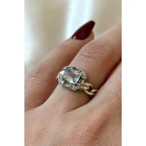 Özel Üretim Zincirli Baget Tek Taş Tasarım Ayarlanabilir Kadın Çelik Yüzük