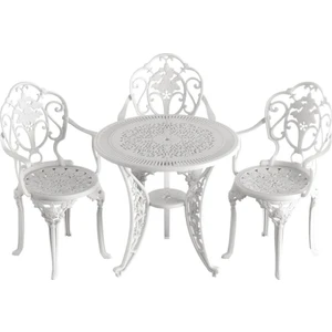 Ivf Isparta Model 3'lü Ferforje Görünümlü Plastik Yuvarlak Masalı Takım