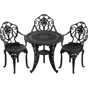 Ivf Isparta Model 3'lü Ferforje Görünümlü Plastik Yuvarlak Masalı Takım