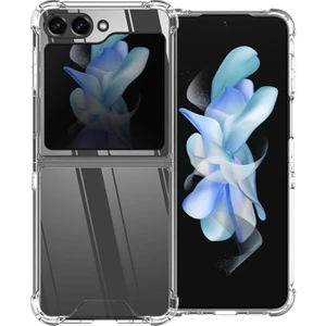 M.tk moveteck Samsung Galaxy Z Flip 5 Kılıf Köşe Korumalı Darbeye Dayanıklı Antişok Şeffaf Silikon Kapak