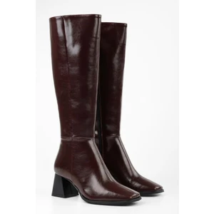 Kadın Stall Bordo Küt Burunlu Çizme