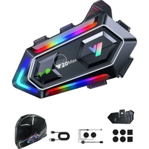 Y20 Max Motorsiklet Intercom Su Geçirmez Kask 2 Kişi Telsiz Bağlantılı Intercom Rgb Intercom