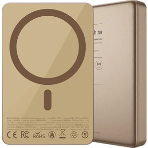 Hızlı Şarj Özellikli Magsafe Powerbank Recci RP35 Pd 20W LED Göstergeli 15W 10000MAH Gold