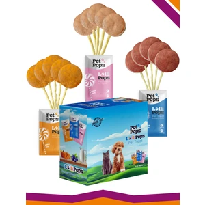 Pet Pops Lollipops Dondurularak Kurutulmuş Karışık Mix Lezzet Paketi Kedi Köpek Ödülü Lolipop 15'Li Lolipopu