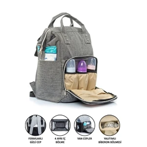 Baby Home Grand Anne Bebek Bakım Sırt Çantası Termal Biberonlu Askı Aparatlı