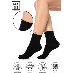 Bambu Kadın Lastiksiz Siyah Soket Dikişsiz Premium Çorap / Iz Bırakmaz