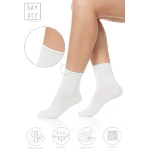 Bambu Kadın Lastiksiz Beyaz Soket Dikişsiz Premium Çorap / Iz Bırakmaz