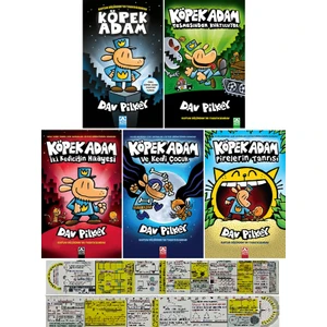 Çizgi Roman Seti  / Köpek Adam 1. 2. 3. 4. 5. Kitaplar (Matematik Öğreten Cetvel) - Dav Pilkey