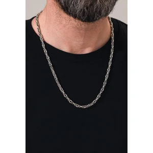 TMT Silver Gümüş 5 mm Erkek Kral Kafes Örgü Oksitli Karartmalı Zincir Kolye