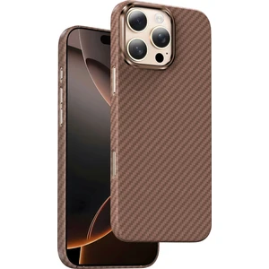 iPhone 16 Pro Max Kılıf Magsafe Şarj Özellikli 0,5 Süper Ince Aramid Karbon Fiber Kevlar Kapak Çöl Gold