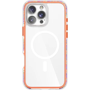 iPhone 16 Pro Max Kılıf Magsafe Uyumlu Raptic Airjoy Serisi Boncuk Tasarımlı Şeffaf Kapak Turuncu