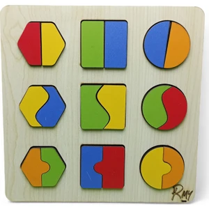 Montessori Ahşap Geometrik Şekiller Parça-Bütün Bul-Tak-Çıkar
