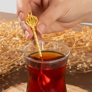 004 6'lı Gold Çay Kaşığı Seti Antika Sunum Kaşığı Çeyizlik Çay Kaşığı