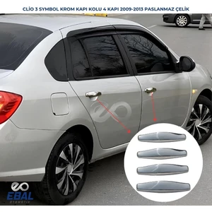 Ebal Oto Renault Clio 3 Symbol Krom Kapı Kolu 4 Prç. 2009-2013 P.çelik