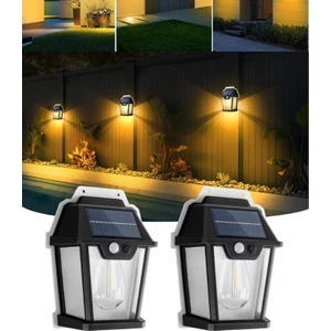 HW999 2 Adet Hareket Sensörlü Güneş Enerjili Solar Lamba Fotoselli Solar Dış Mekan Bahçe Lambası 3 Mod