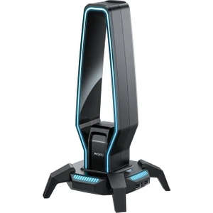 HB25 3 Adet USB Çıkışlı Rgb Kulaklık ve Gamepad Standı Siyah