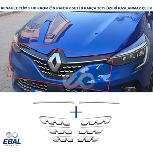 Ebal Oto Renault Clio 5 Ön Panjur 8 Parça Krom Seti 2019 Model ve Sonrası