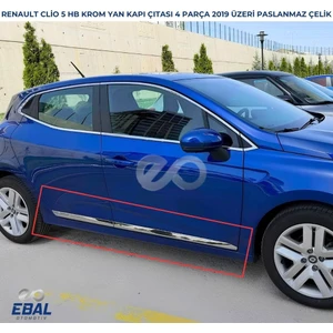 Ebal Oto Renault Clio 5 HB Krom Yan Kapı Çıtası 4 Prç. 2019 ve Üzeri Paslanmaz Çelik