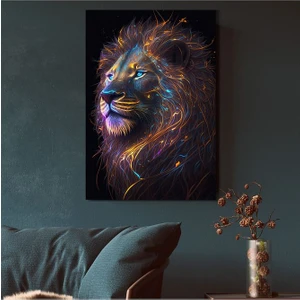 Neon Lion Kanvas Tablo