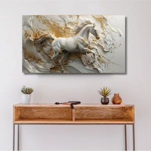 Kabartma Görünümlü At Kanvas Tablo