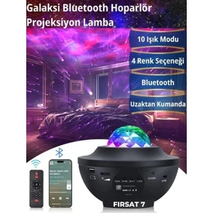 Fırsat 7 Galaxy Uzay Istasyonu Bluetooth Hoparlör Projektör Gece Lambası Lazer Işık ve Parti LED Disko Topu