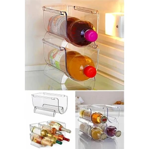 4 Adet Buzdolabı Içi Meşrubat Şarap Içecek Şişe Rafı Üst Üste Eklenebilir Organizer 
20,4×11,3×10,5 cm 