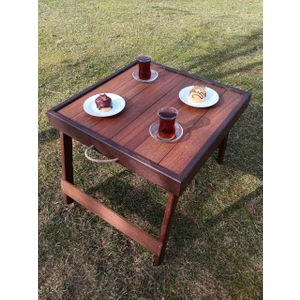 BİRAYSE Ahşap 50X50 Katlanır Piknik ve Kamp Sehpası