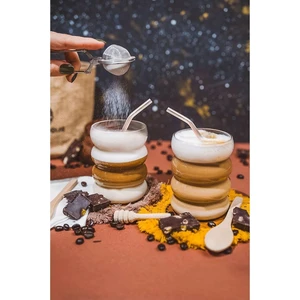 2 Adet Isıya Dayanıklı Borosilikat Cam Pipetli Şerit Şeklinde Bardak Kahve Ve Sunum Bardağı 300 Ml