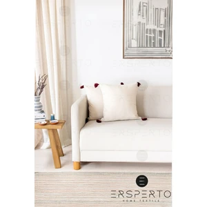 Otantica Püsküllü Keten Dekoratif Kırlent Kılıfı Yastık Kılıfı 1 Adet 43 x 43 cm