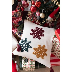 Yılbaşı Kış Serisi Punch Panç Nakışlı Kırlent Kılıfı 1 Adet 43 x 43 cm