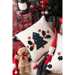 Yılbaşı Kış Serisi Çam Ağacı Desen Punch Panç Nakışlı Kırlent Kılıfı 1 Adet 43 x 43 cm