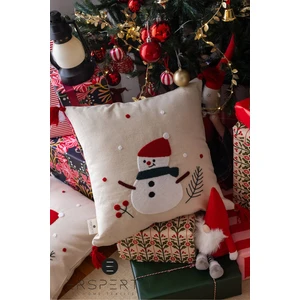 Yılbaşı Kış Serisi Punch Panç Nakışlı Kırlent Kılıfı 1 Adet 43 x 43 cm