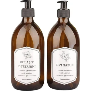 300ML Amber Kahverengi Cam Şişe Sıvı Sabunluk Bulaşık Deterjanlık Mutfak Düzenleyici
