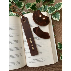 (Isim Yazıyoruz) Hakiki Deri 3^lü Kitap Ayracı Seti