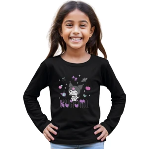 Kuromi Uzun Kol Çocuk Tişört Siyah