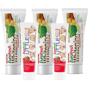 Eurofresh Aloe Veralı Misvaklı Diş Macunu 112 gr 3 Adet - Eurofresh Little Kids Çocuk Diş Macunu Çilekli 50 gr 2 Adet