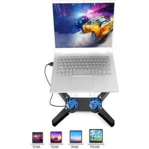 7 - 15 Inch 2 Fanlı Hızlı Soğutma Katlanabilir Macbook Laptop Soğutucu Tablet Yükseltici USB Stand