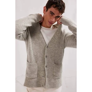 Relax Fit V Yaka Basic Düz Cepli Triko Hırka E8392AX24CW