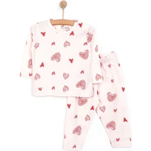 Hellobaby Kız Kalp Desenli Uzun Kol Pijama Takımı