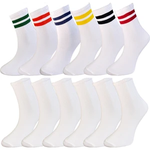Silk Step 12'li Paket Casual-Spor-Kolej -Tenis Çorabı (Çemberli ve Beyaz)
